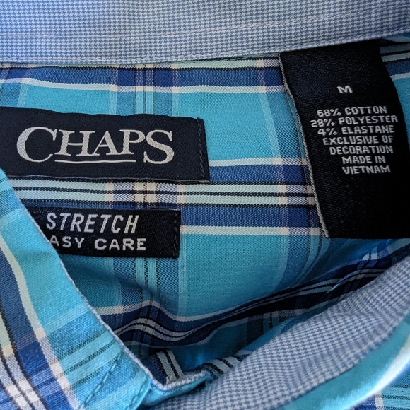 NWT Chaps Blue Plaid Button Down Shirt - Picture 5 of 6